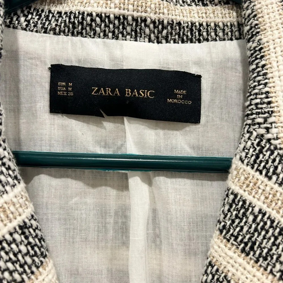 Zara Long Line Striped Gray Coat Pockets Women's Size Medium Bloggers Favorite - Picture 7 of 12